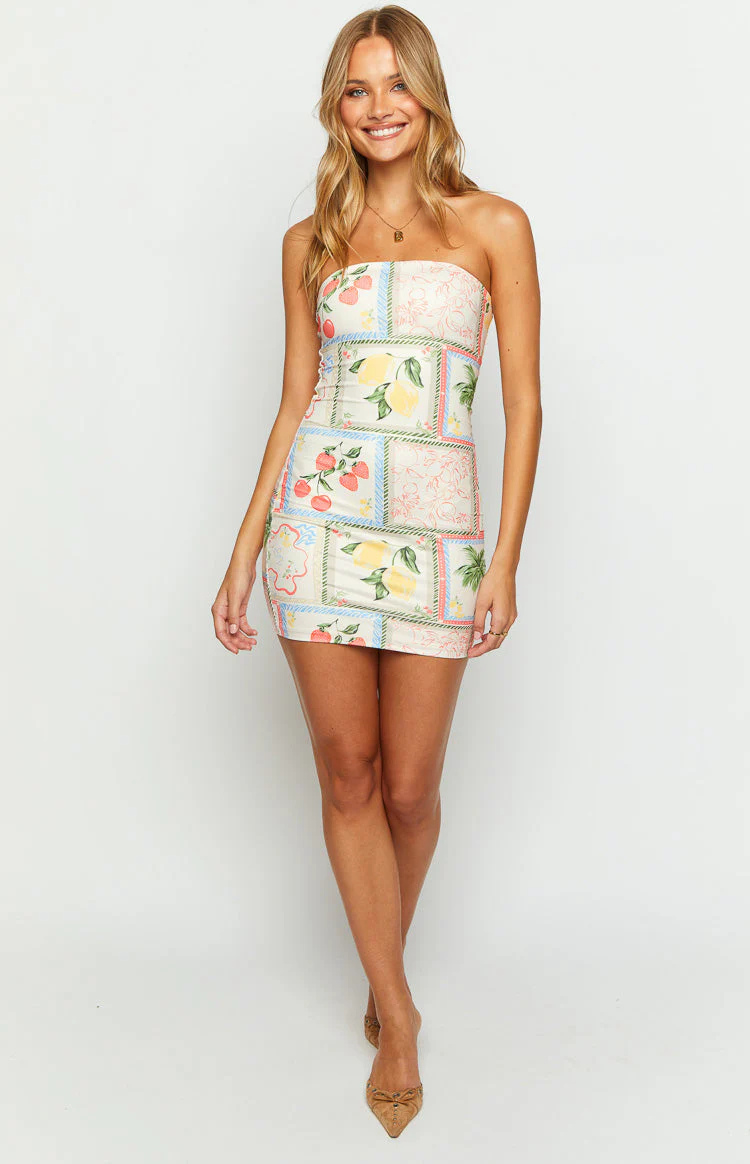 Milan Print Strapless Mini Dress